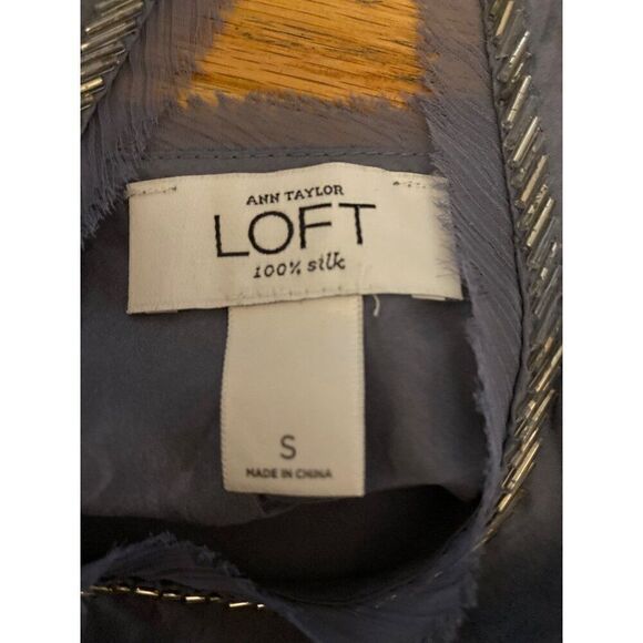 Ann Taylor Loft womens purple grey embellished neckline silk tank top size small - Picture 6 of 7